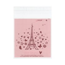   Rózsaszín Eiffel Torony Párizs Franciaország (24) Átlátszó Ragasztócsíkos Celofán Tasak 13x10cm