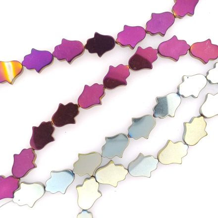 Rózsaszín Kék Hematit Hamsa Kéz Ásványgyöngy 13x10,5mm