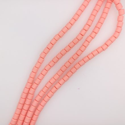 Rózsaszín Polymer Polimer Henger Gyöngy 6x6mm
