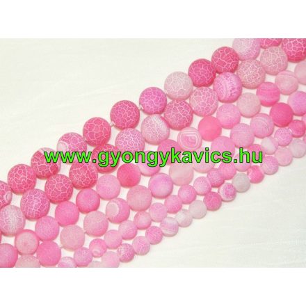Rózsaszín Pink Tűz Achát Ásványgyöngy Gyöngyfüzér 6mm