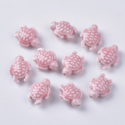 Rózsaszín Porcelán Teknős Gyöngy 19x15x8,5mm