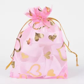   Rózsaszín Szíves Organza Tüll Díszzacskó Dísztasak 10x12cm