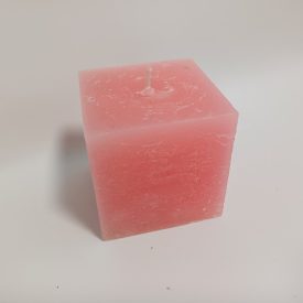 Rózsaszín Rusztikus Szögletes Kocka Gyertya 6x6cm