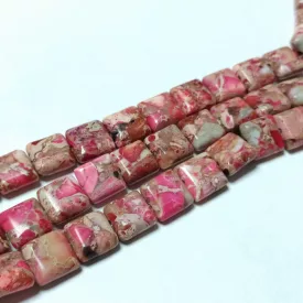   Rózsaszín Tengeri Jáspis Regalit Kocka Ásványgyöngy Gyöngyfüzér 10x10x4mm