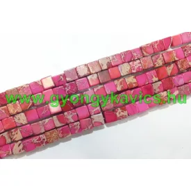   Rózsaszín Tengeri Jáspis Regalit Kocka Ásványgyöngy Gyöngyfüzér 6x6mm