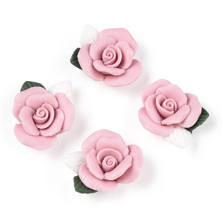 Rózsaszín Porcelán Virág (1) Dísz Kaboson 23-25x20-21x10-11mm