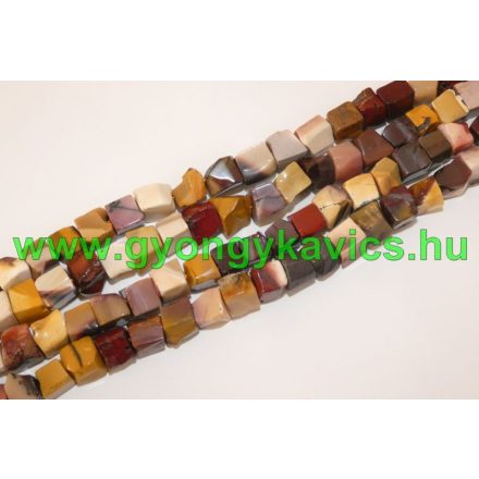 Rusztikus Mookait Jáspis Kocka Ásványgyöngy  9-12x9-12mm