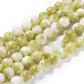 Sárga Fehér Jade Ásványgyöngy 10mm