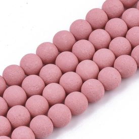   Sötét Rózsaszín Színű Festett Üveggyöngy Lávakő Imitáció 8mm