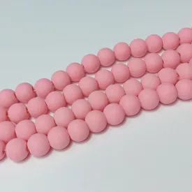   Rózsaszín Színű Festett Üveggyöngy Lávakő Imitáció 8mm