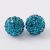 Sötét Türkiz Színű FÜLBEVALÓ ALAP (félig átfúrt) Ékszer Dísz Polymer Polimer Shamballa Strassz Kövekkel 8mm