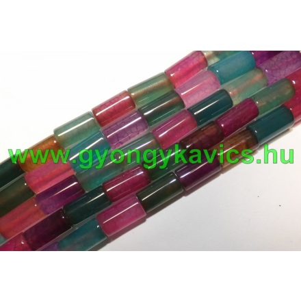 Színes Achát Oszlop Ásványgyöngy 12x6mm