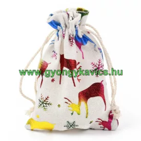   Színes Karácsonyi Mintás Szövet Vászon Díszzacskó Dísztasak 14x10cm