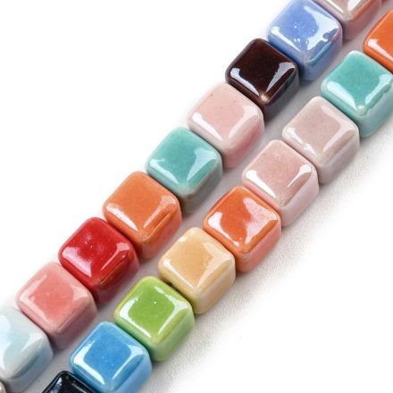 Színes Porcelán Kocka Gyöngy 6x6mm