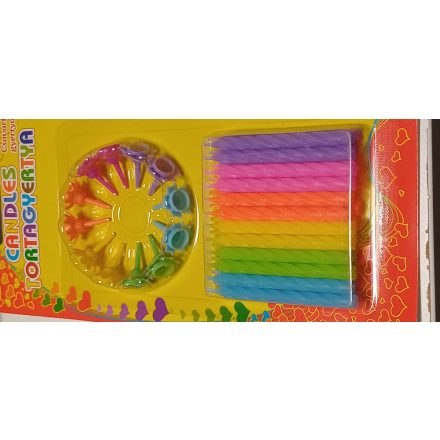 Színes Születésnapi Tortagyertya Csavart 6cm 24db