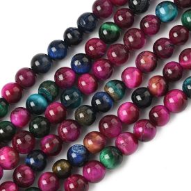 Élénk Színes Tigrisszem (5) Ásványgyöngy 6mm