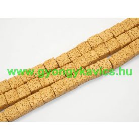   Szintetikus Mustársárga Kocka Lávakő Ásványgyöngy 8x8mm