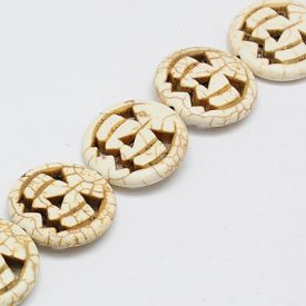 Fehér Szintetikus Türkiz Halloween Tök Gyöngy 15x3,5mm