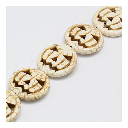 Fehér Szintetikus Türkiz Halloween Tök Gyöngy Gyöngyfüzér 15x3,5mm