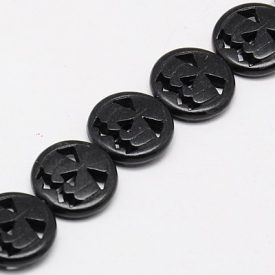 Fekete Szintetikus Türkiz Halloween Tök Gyöngy 15x3,5mm