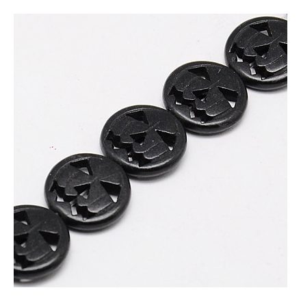Fekete Szintetikus Türkiz Halloween Tök Gyöngy 15x3,5mm