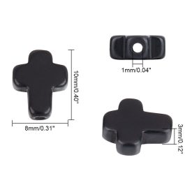 Fekete Szintetikus Türkiz Kereszt Gyöngy 10x8x4mm