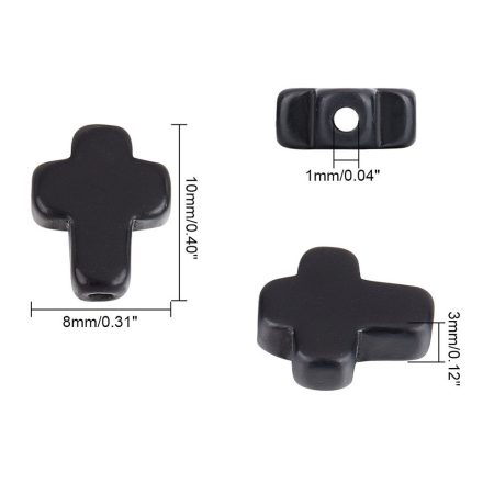 Fekete Szintetikus Türkiz Kereszt Gyöngy 10x8x4mm