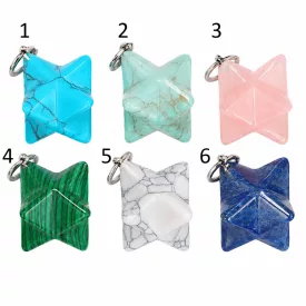   Szintetikus Türkiz Howlit (2) Merkaba Csillag Medál 12,5x12,5mm