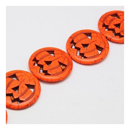 Narancssárga Szintetikus Türkiz Halloween Tök Gyöngy 15x3,5mm