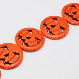   Narancssárga Szintetikus Türkiz Halloween Tök Gyöngy Gyöngyfüzér 15x3,5mm