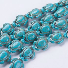   Szintetikus Türkiz Teknős Gyöngy Gyöngyfüzér 18,5x15x8mm
