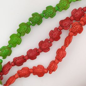 Szintetikus Türkiz Bordó Teknős Gyöngy 17-18x14x6-8mm