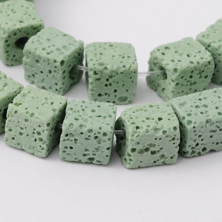 Szintetikus Zöld Kocka Lávakő Ásványgyöngy 8x8mm