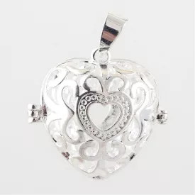 Ezüst Színű (4) Szív Angyalhívó Medál 27x28x32mm