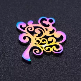 Szivárványos Színű Nemesacél Életfa Medál 20,5x20mm