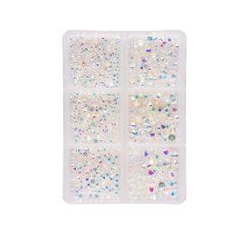   Szivárványos (6) Lapos Hátoldalú Műköröm Strassz Csomag 2-4,9mm (~1015db)