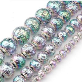 Szivárványos (fényes) Lávakő Ásványgyöngy 8mm