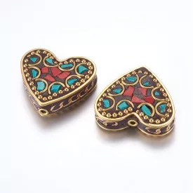   Szív (31) Indonéz Kézzel Készült Nyaklánc Karkötő Ékszer Dísz Közdarab Köztes Charm 27,5x29mm