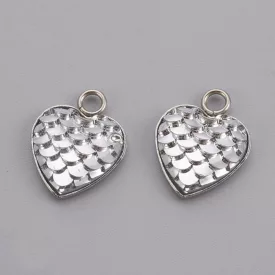  Ezüst Színű Nemesacél Pikkely Flitter Szív Medál Nyaklánc 16x13mm