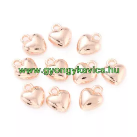   Rózsaarany Színű Szív Medál Karkötő Nyaklánc 12x9,5mm