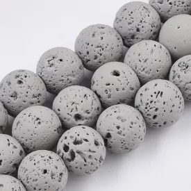 Szürke Festett Lávakő Ásványgyöngy 10mm
