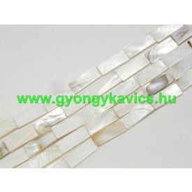 Téglalap Fehér Kagyló Gyöngy 27,5x11mm