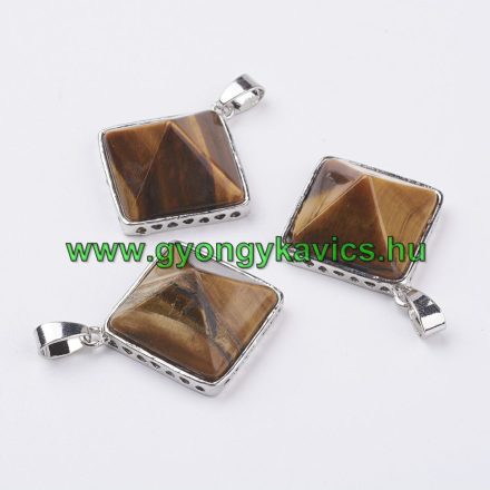 Tigrisszem Ásvány Piramis Medál 28x32x13mm