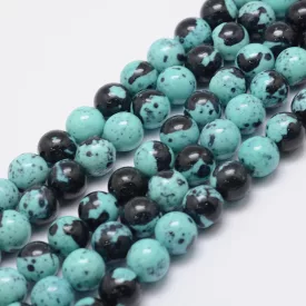 Türkiz Türkizkék Fekete Jade Ásványgyöngy 10mm