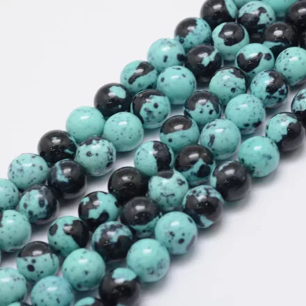Türkiz Türkizkék Fekete Jade Ásványgyöngy 6mm