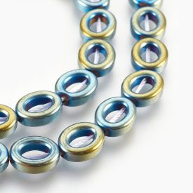Türkiz Hematit Ovális Gyűrű Ásványgyöngy 10x8x3mm