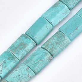 Türkiz Howlit Téglalap Ásványgyöngy 25-26x18x8mm