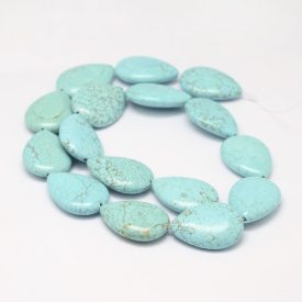 Türkiz Howlit Lapos Csepp Ásványgyöngy 25x18x6,5mm