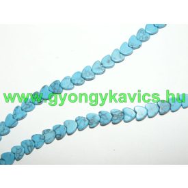 Türkiz Howlit Szív Ásványgyöngy 6x3mm
