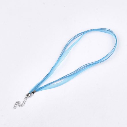 Türkiz Kord Organza Tüll Nyaklánc 45cm